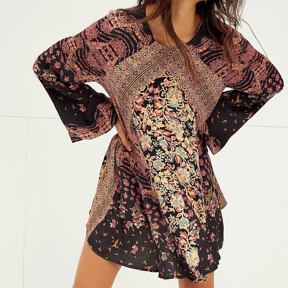 NWOT Free People Stevie Printed Tunic Black Combo XS - Picture 3 of 16